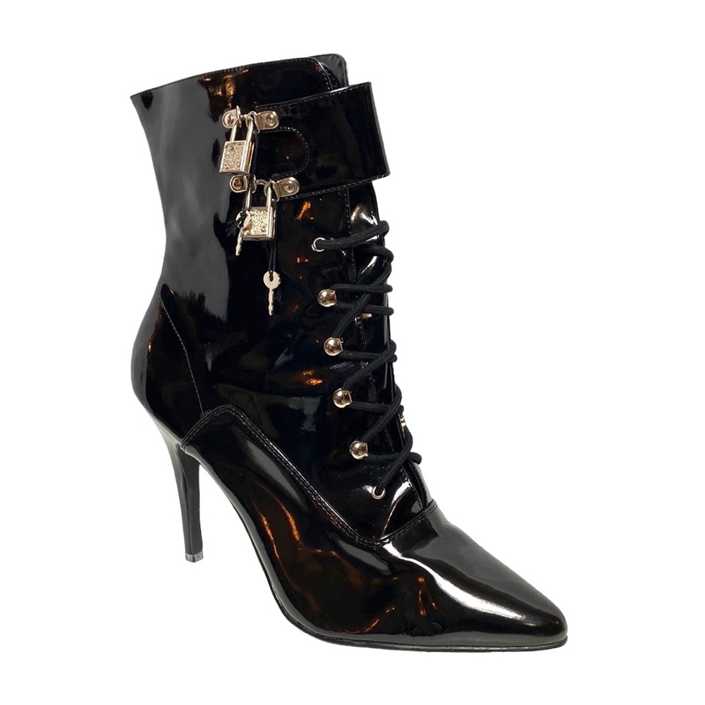Fetish pointed high heel ankle boots stiletto lockable women & men